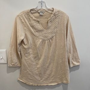 Cream 3/4 Sleeve Tee M